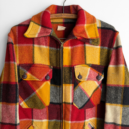 1940s Red & Yellow Plaid Flannel Jacket