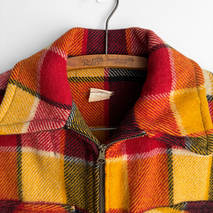 1940s Red & Yellow Plaid Flannel Jacket