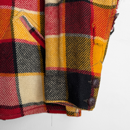 1940s Red & Yellow Plaid Flannel Jacket