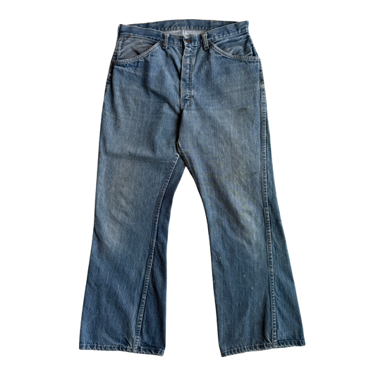 1970s Faded Blue Flared Denim Jeans (31)