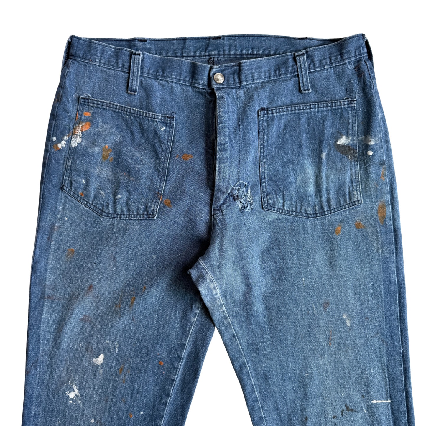 1970s Faded Blue Seafarer Denim Jeans (33)