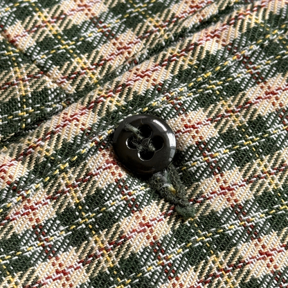 1970s Green & Cream Plaid Check Dress Pants (31)