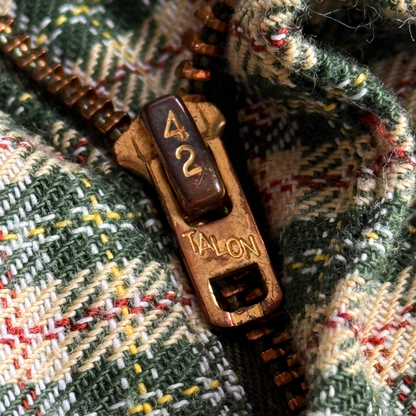1970s Green & Cream Plaid Check Dress Pants (31)