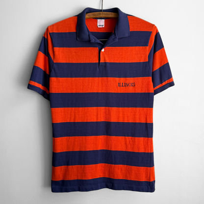 1970s University of Illinois Striped Polo Shirt