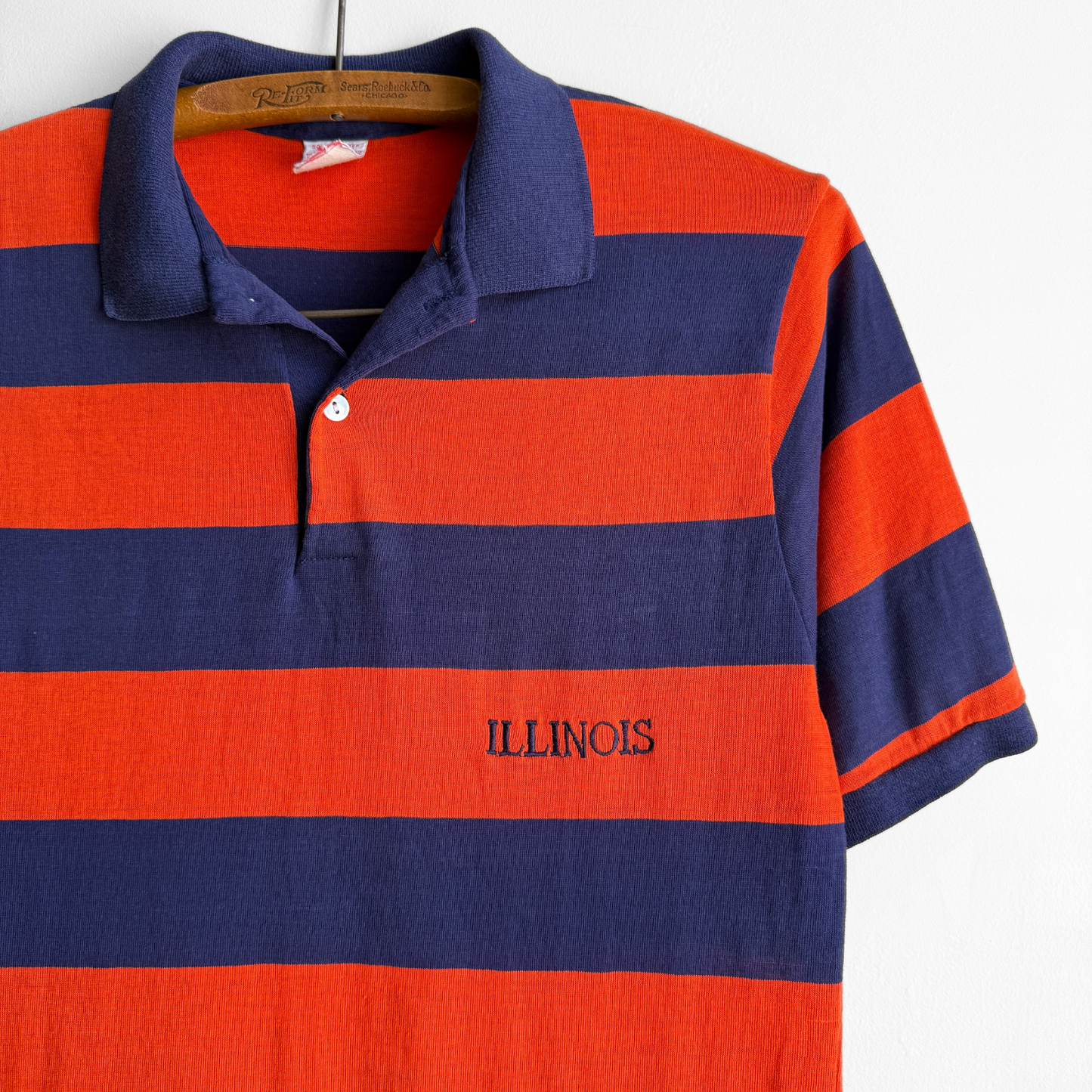 1970s University of Illinois Striped Polo Shirt