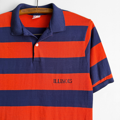 1970s University of Illinois Striped Polo Shirt