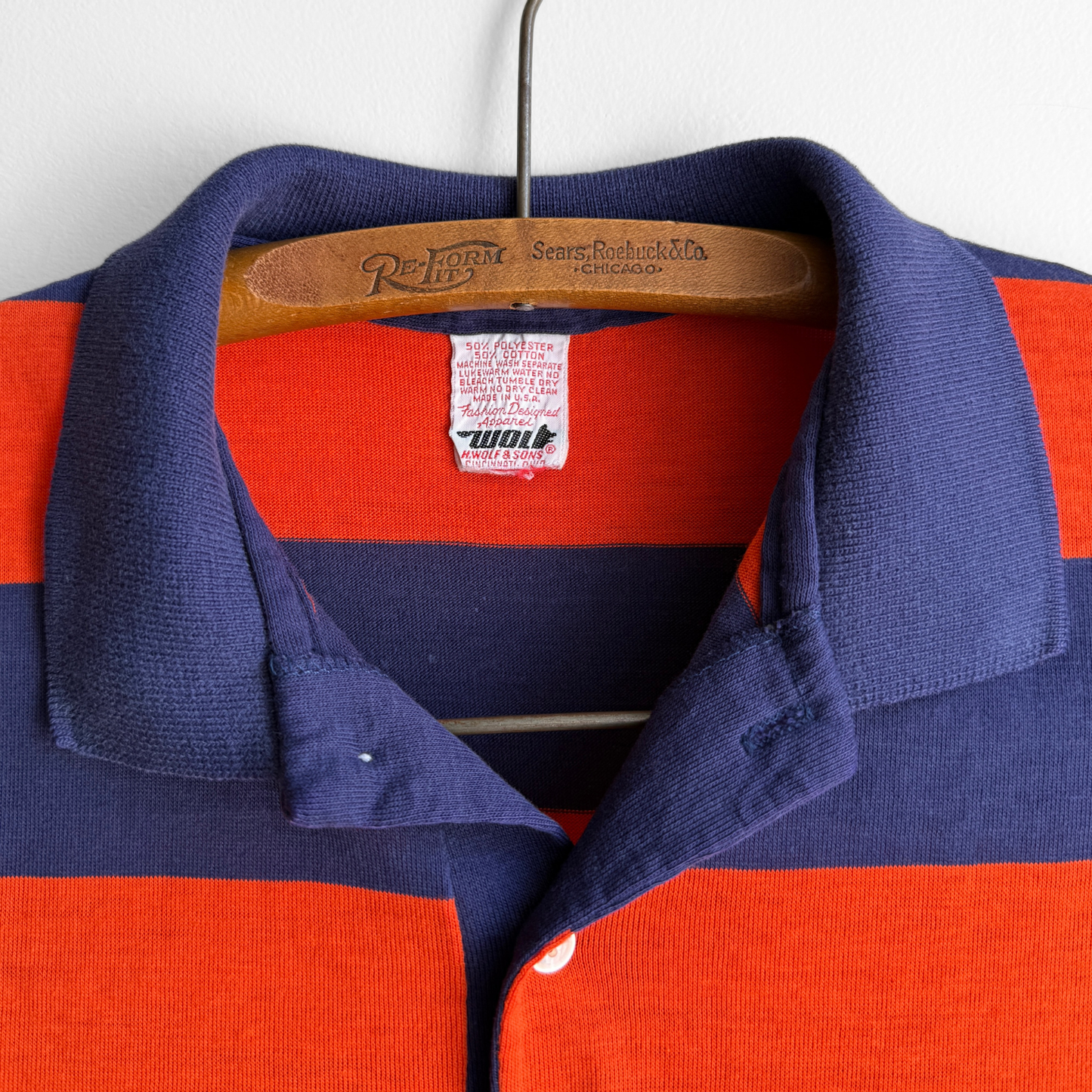 1970s University of Illinois Striped Polo Shirt