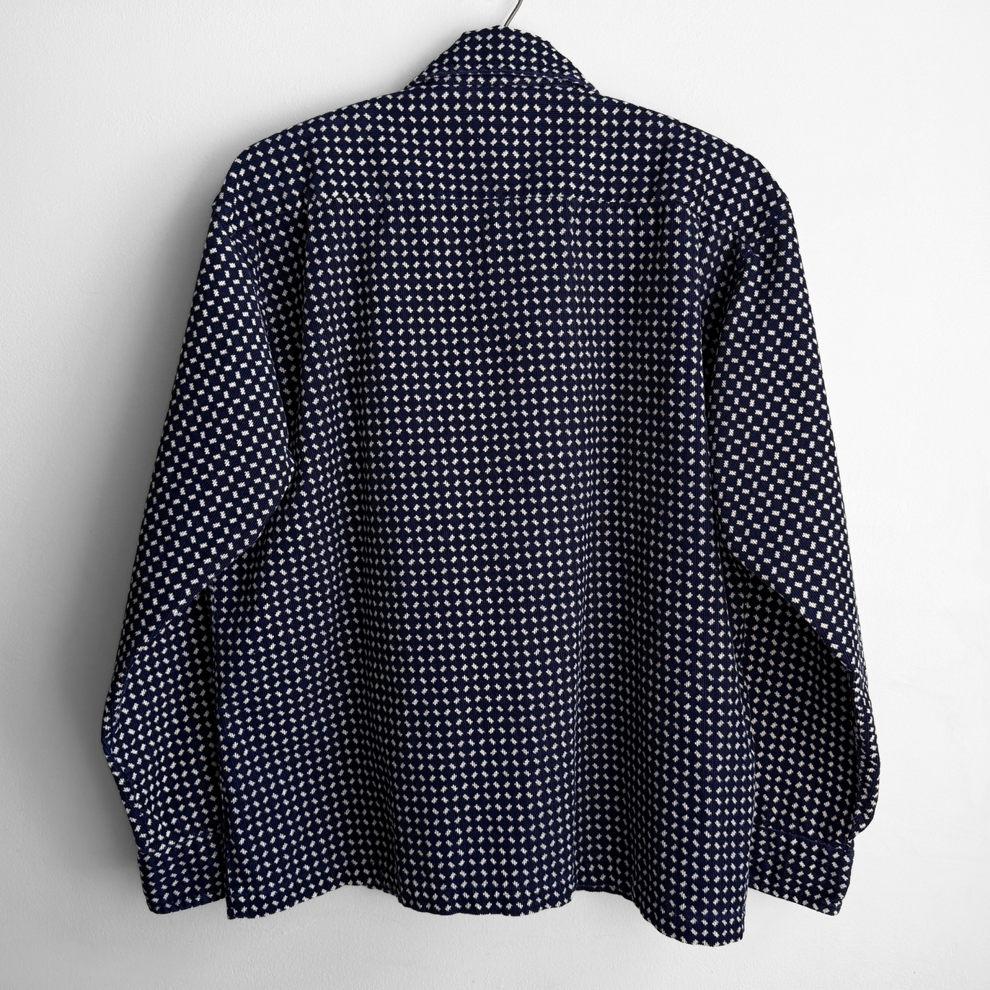 1970s Navy Geometric Print Corduroy Shirt