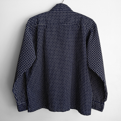 1970s Navy Geometric Print Corduroy Shirt