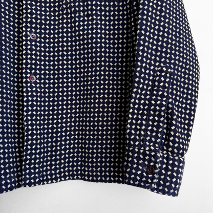1970s Navy Geometric Print Corduroy Shirt