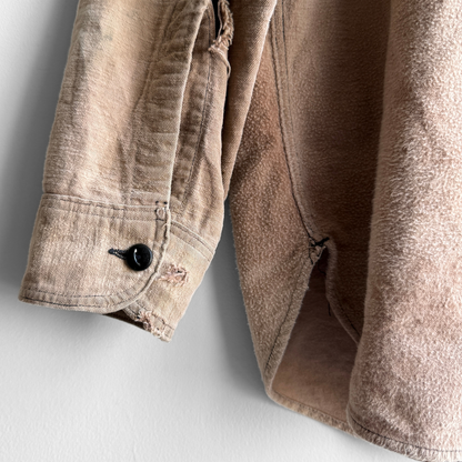 1940s Tan Distressed Chamois Flannel Work Shirt
