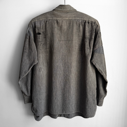 1930s Salt & Pepper Repaired Chambray Work Shirt