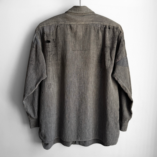 1930s Salt & Pepper Repaired Chambray Work Shirt