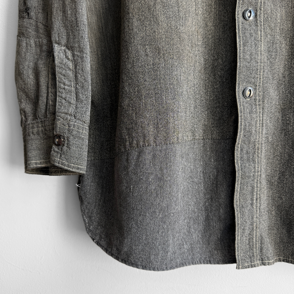 1930s Salt & Pepper Repaired Chambray Work Shirt