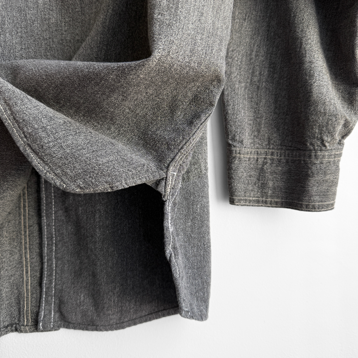 1930s Salt & Pepper Repaired Chambray Work Shirt