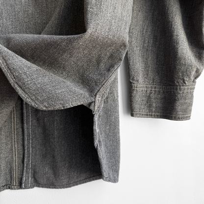 1930s Salt & Pepper Repaired Chambray Work Shirt