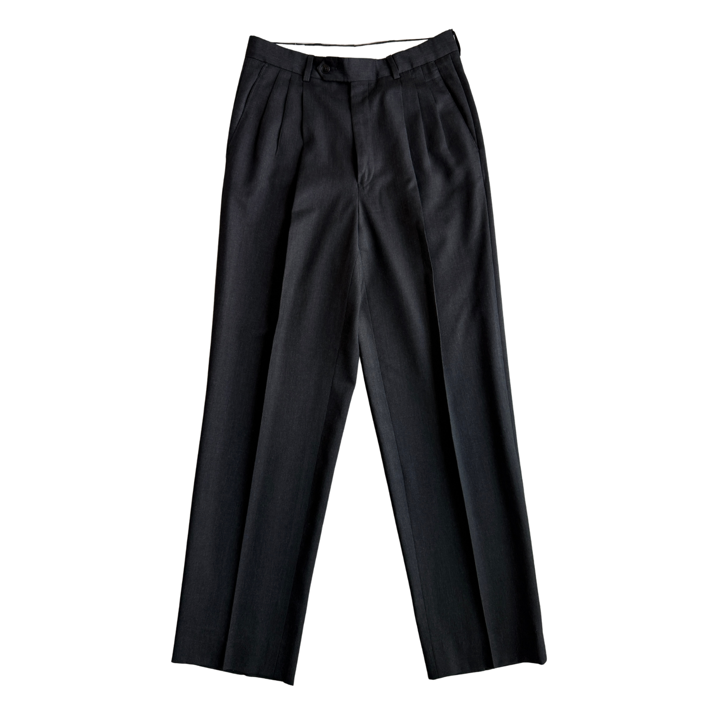 1980s Dark Grey Pleated Dress Pants (29)