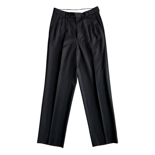1980s Dark Grey Pleated Dress Pants (29)