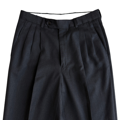 1980s Dark Grey Pleated Dress Pants (29)