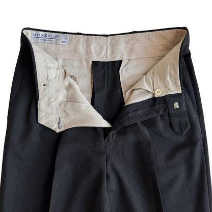 1980s Dark Grey Pleated Dress Pants (29)