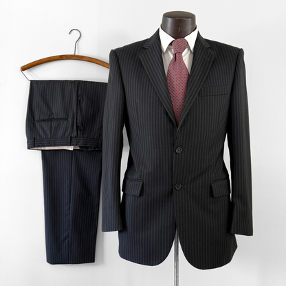 Burberry London Black Pinstripe Wool 2pc Suit