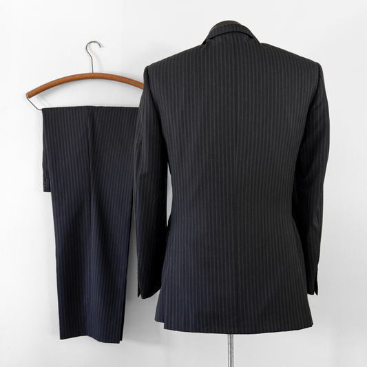 Burberry London Black Pinstripe Wool 2pc Suit
