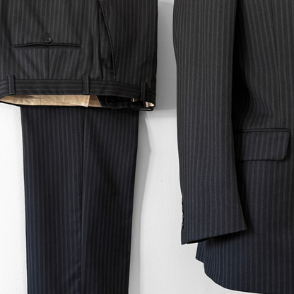 Burberry London Black Pinstripe Wool 2pc Suit