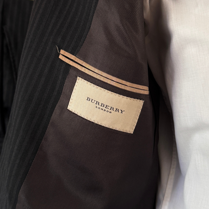 Burberry London Black Pinstripe Wool 2pc Suit