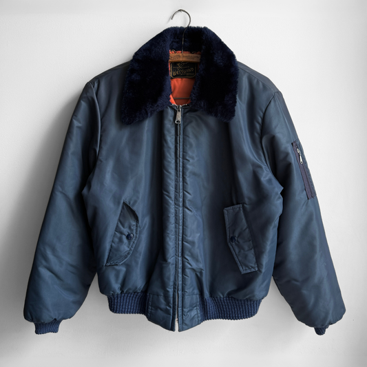 1970s Navy Blue B-15 Bomber Flight Jacket