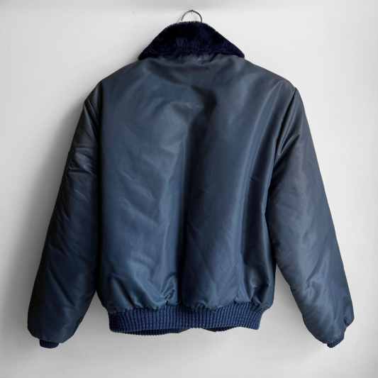 1970s Navy Blue B-15 Bomber Flight Jacket