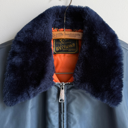 1970s Navy Blue B-15 Bomber Flight Jacket