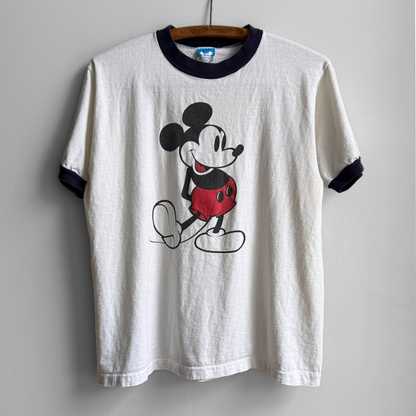 1980s Mickey Mouse White Ringer Tee