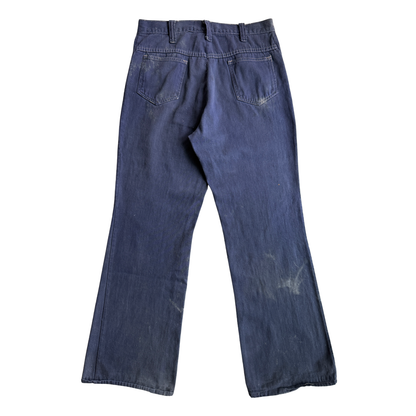 1970s Dark Blue Bootcut Denim Jeans