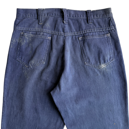 1970s Dark Blue Bootcut Denim Jeans