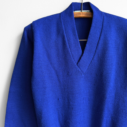 1960s Royal Blue V-Neck Sweater