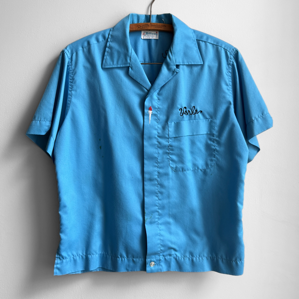 1960s The Times Newspaper Blue Bowling Shirt