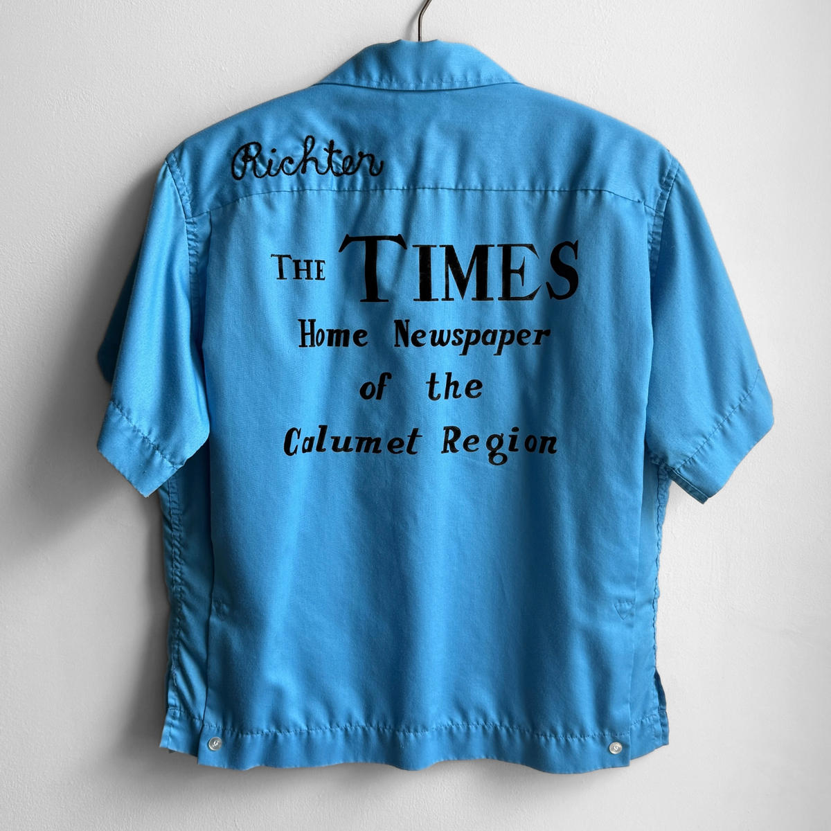 1960s The Times Newspaper Blue Bowling Shirt