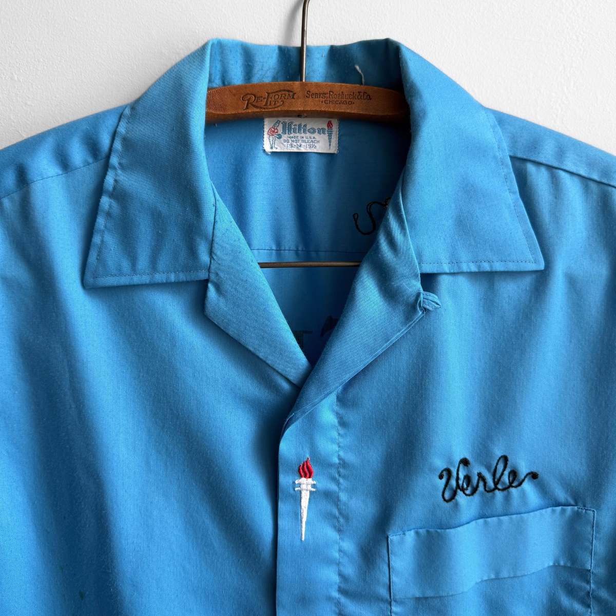 1960s The Times Newspaper Blue Bowling Shirt