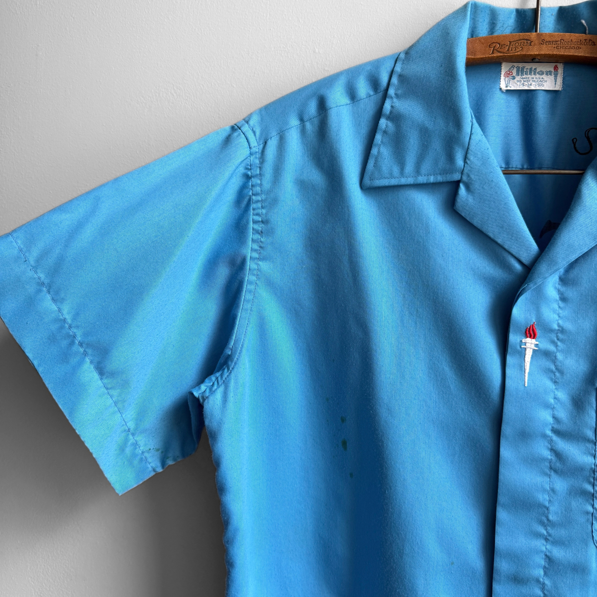 1960s The Times Newspaper Blue Bowling Shirt