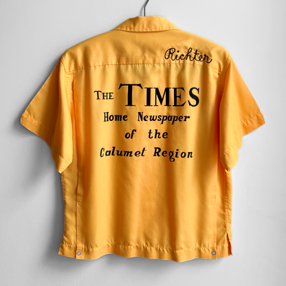 1960s The Times Newspaper Yellow Bowling Shirt