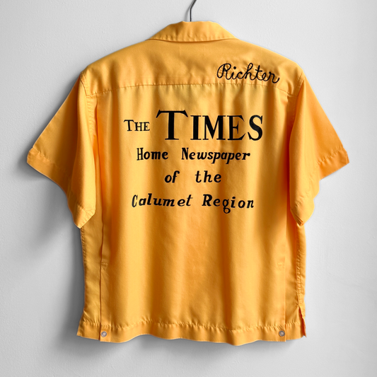 1960s The Times Newspaper Yellow Bowling Shirt