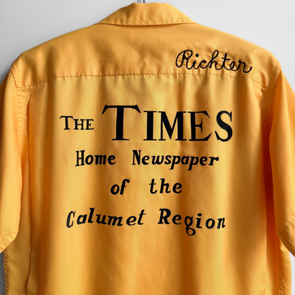 1960s The Times Newspaper Yellow Bowling Shirt