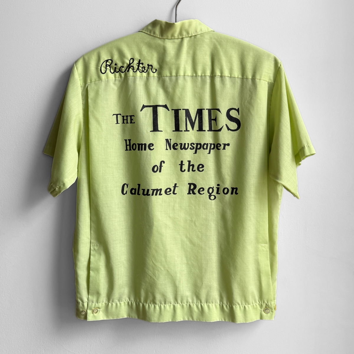 1960s The Times Newspaper Green Bowling Shirt
