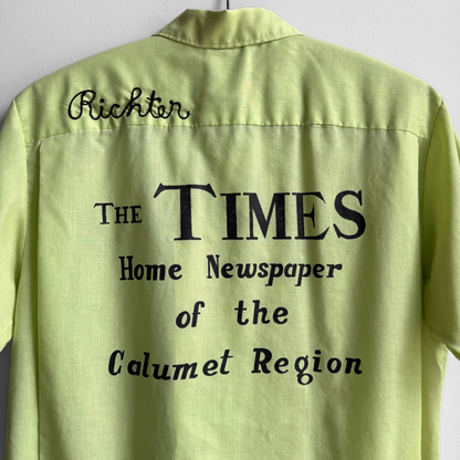 1960s The Times Newspaper Green Bowling Shirt