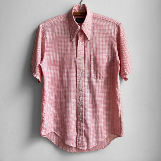 1970s Red Check Print Dress Shirt