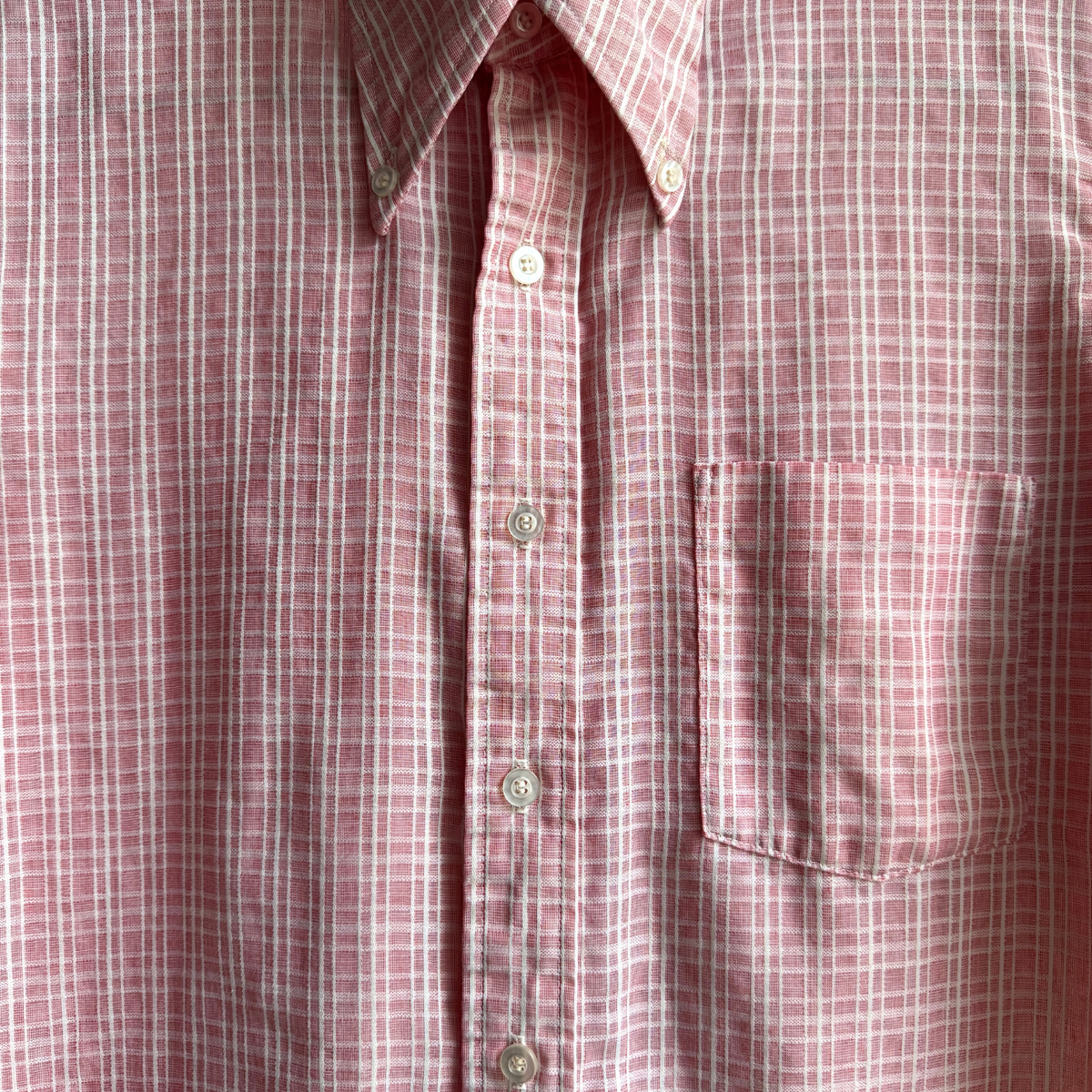 1970s Red Check Print Dress Shirt
