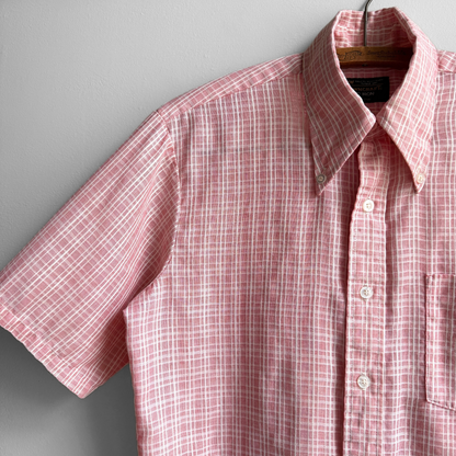 1970s Red Check Print Dress Shirt