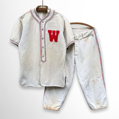1940s Minor League 'W' Baseball Uniform Set