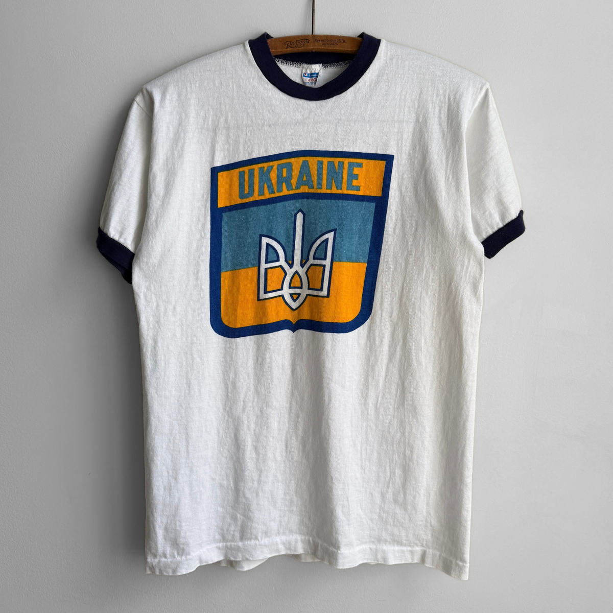 1970s Ukraine Trident Emblem Ringer Tee