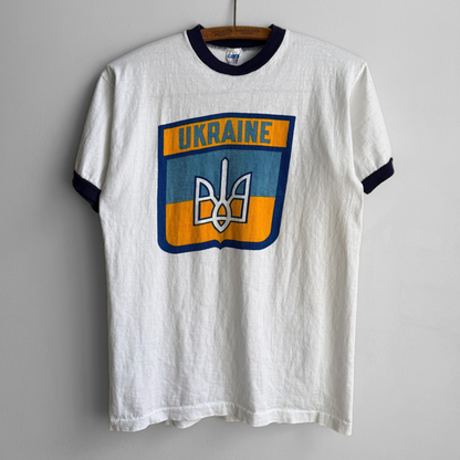 1970s Ukraine Trident Emblem Ringer Tee